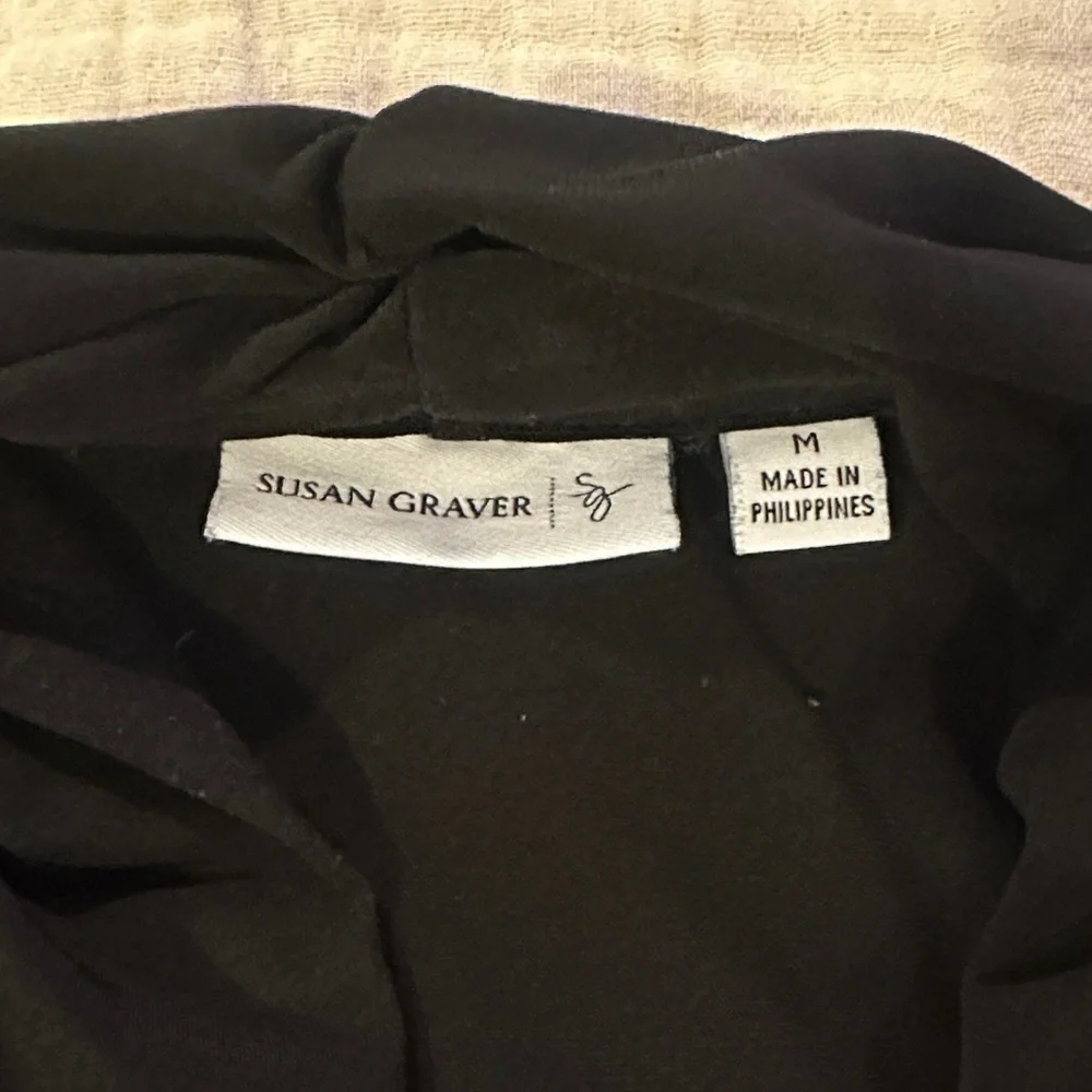 Susan Graver Black Open Front Liquid Knit Cardigan